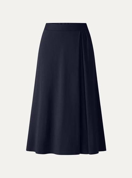 Ponte Mid-Rise Tucked A-Line Midi Skirt with Pockets