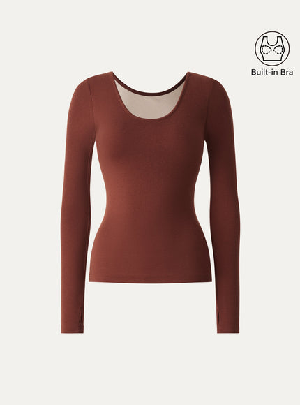 Lyocell Cashmere Scoop Neck Thumbhole Bra Top