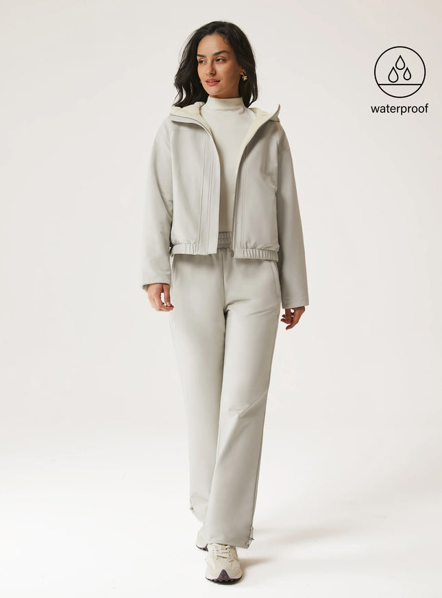 2Pcs Set Fleece Reversable Hooded Jacket & Fleece-Lined Elastic Waist Pants