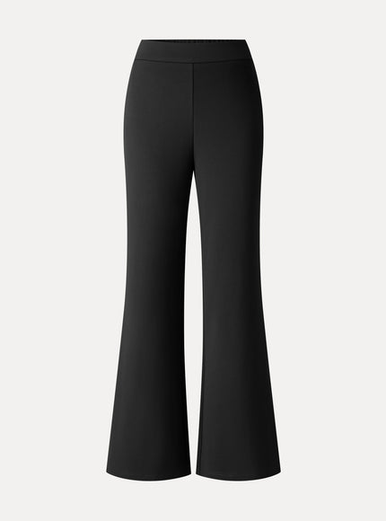 Ponte High-Rise Wide-Leg Pants with Pockets - Pure Black