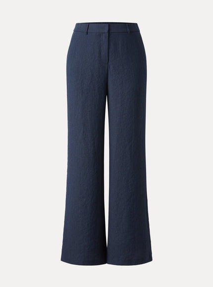 European Linen-Like Mid Rise Flared Pant with Pockets