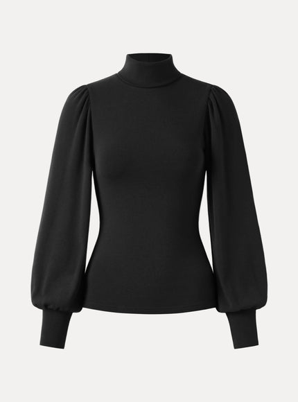 Turtleneck Puff Sleeve Top
