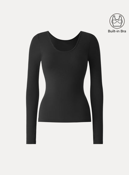 Lyocell Cashmere Scoop Neck Thumbhole Bra Top