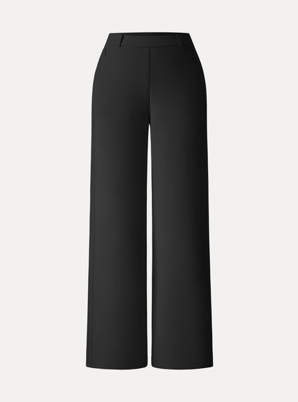 Stretch Cotton Blend Slimming High Rise Wide Leg Pant