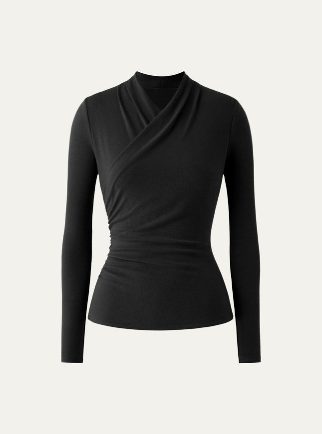 Surplice Long Sleeve Ruched Top