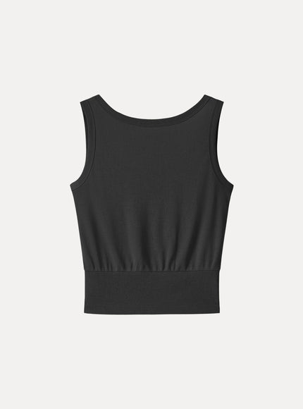 Cotton-Linen Blend Reversible Boatneck Low Back Top