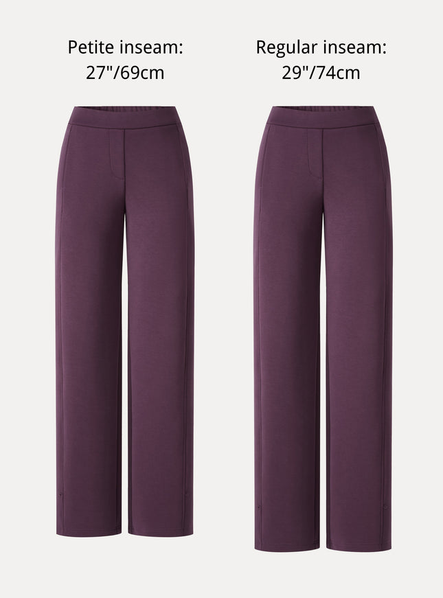 MaxWarm Stretch Ponte High-Rise Belted Wide-Leg Pants with Pockets