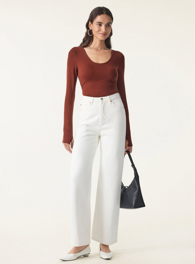 Lyocell Cashmere Scoop Neck Thumbhole Bra Top