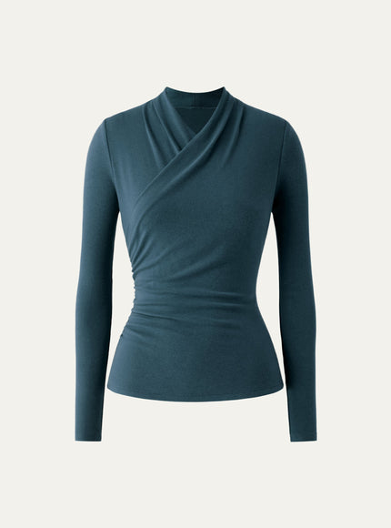 Surplice Long Sleeve Ruched Top