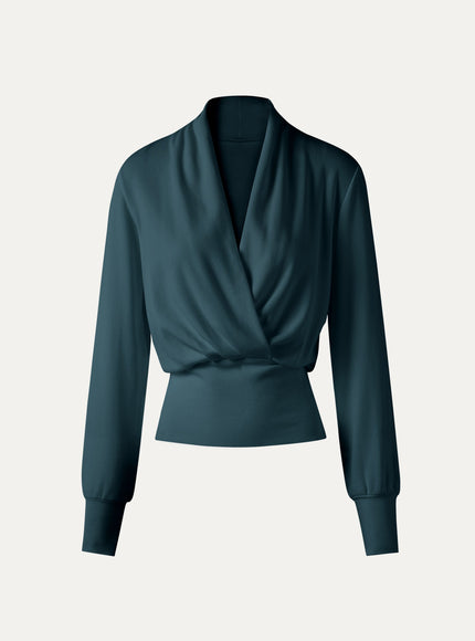 Surplice Long Sleeve Banded Hem Top