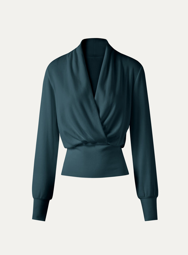 Surplice Long Sleeve Banded Hem Top