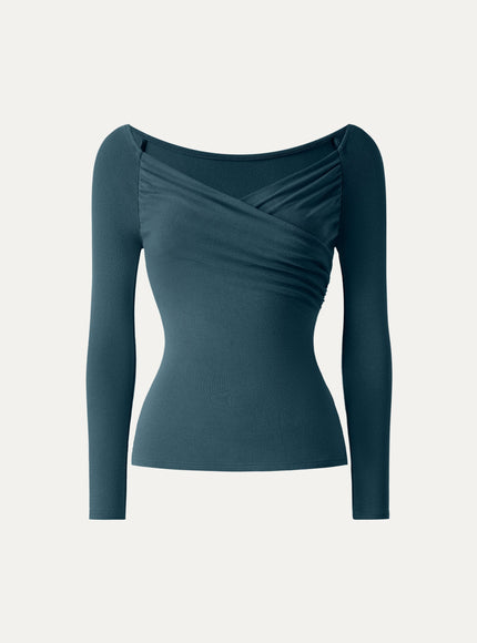 Surplice Ruched Long Sleeve Top