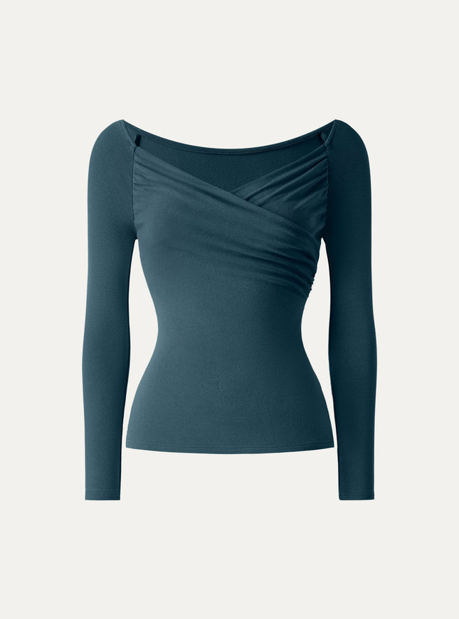 Surplice Ruched Long Sleeve Top