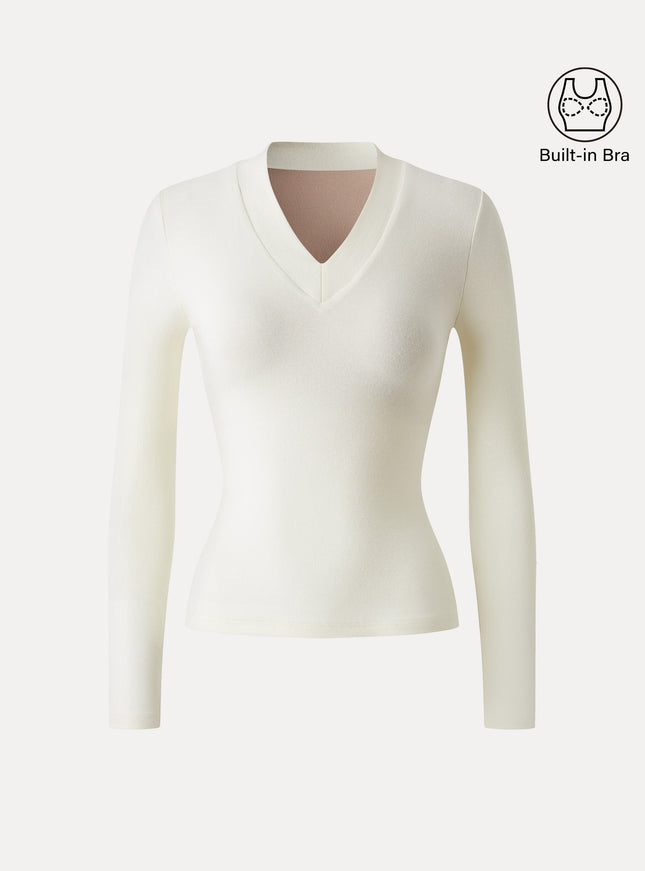 V-neck Wide Binding Slimming Built-In Bra Top