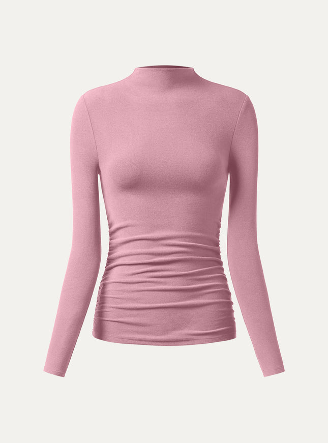 Ruched Sides Tuckable Mockneck Top