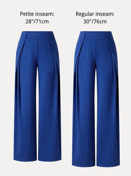 Ponte Mid-Rise Wide-Leg Tuck Pants with Pockets