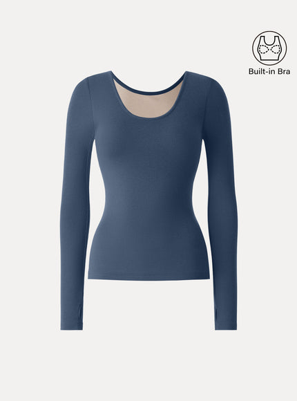 Lyocell Cashmere Scoop Neck Thumbhole Bra Top