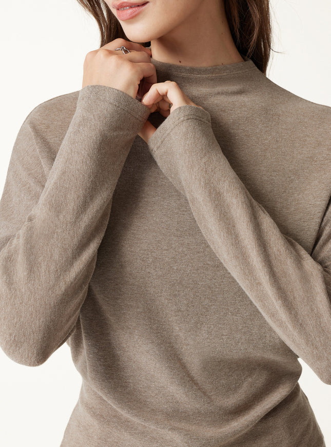 Mock Neck Batwing Sleeve Top