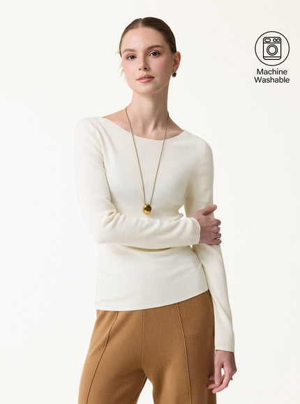 100% Merino Wool Boat Neck Sweater