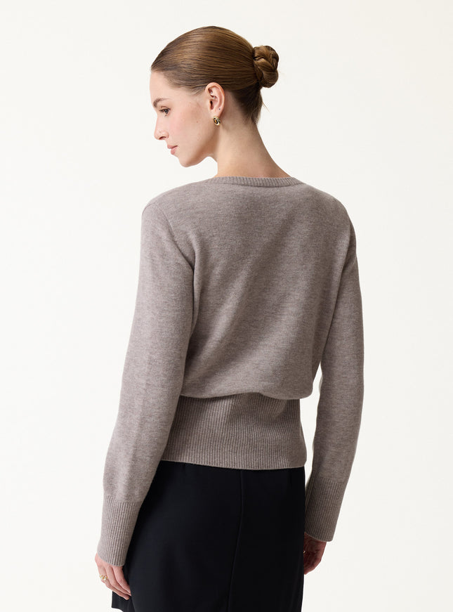 2Pcs Set 100% Merino Wool Long Sleeve Cardigan & Mock Neck Sweater