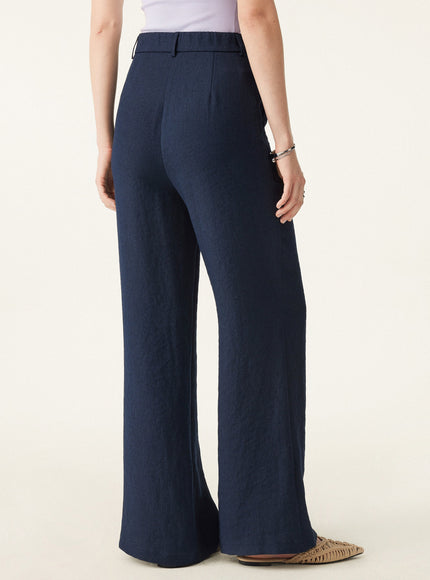 2Pcs Set Collared V-neck Sleeveless Top & Mid Rise Flared Pant with Pockets
