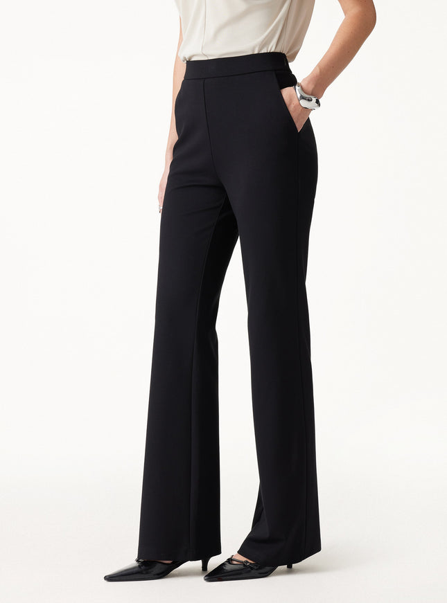 Ponte High-Rise Slim Flared Pants with Pockets