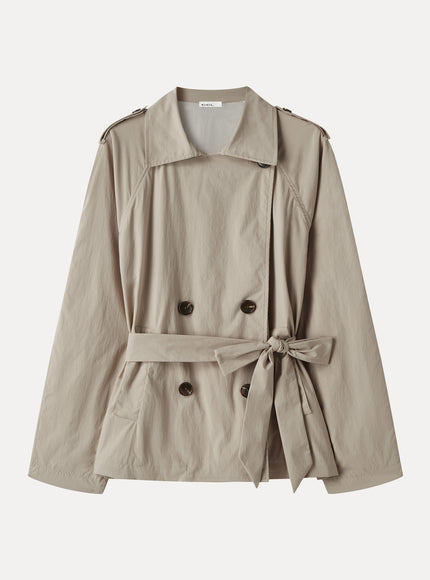 Packable Water-Repellent Peak Collar Trench Jacket with Pockets