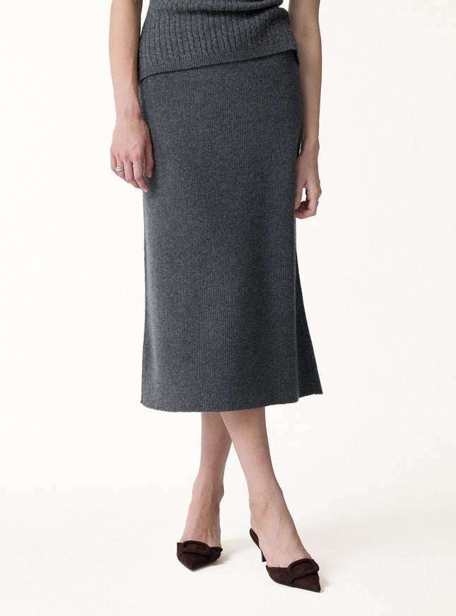 The Everyday Textured Merino-Blend Knit Skirt