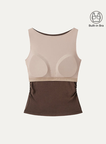 Boat Neck Built-In Bra Tank Top