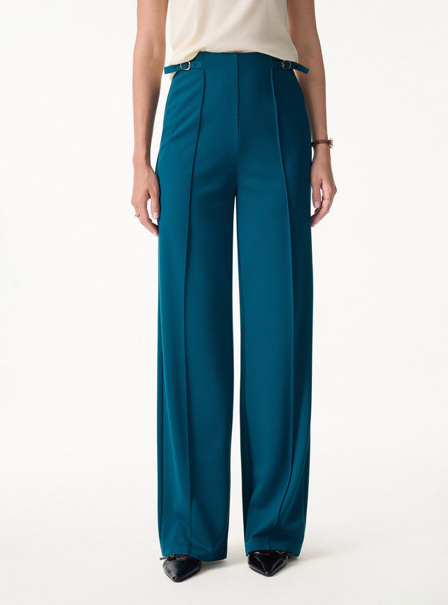 4-Way Stretch Drapey High Rise Wide Leg Ankled Pant