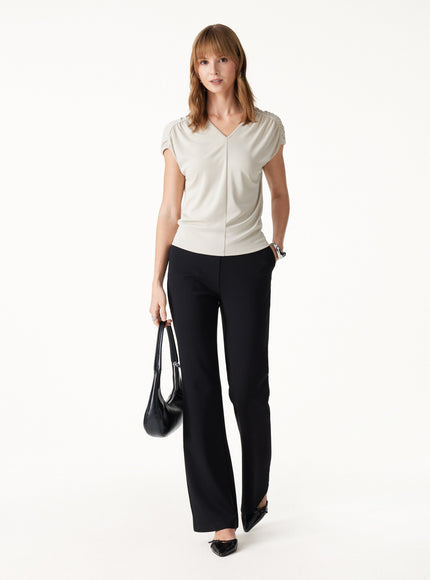 Ponte High-Rise Slim Flared Pants with Pockets