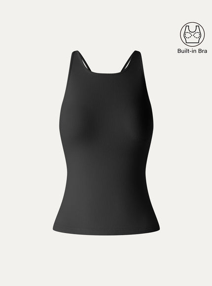 CoolTouch Ribbed Racer Back Built-In Bra Tank