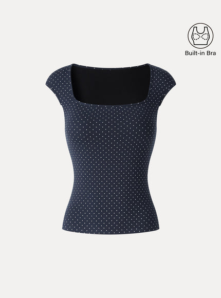 Polka Dots Square Neck Built-In Bra Top