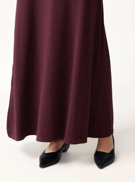 2Pcs Set Asymmetrical Neck Ruched Top & High-Rise A-Line Maxi Skirt