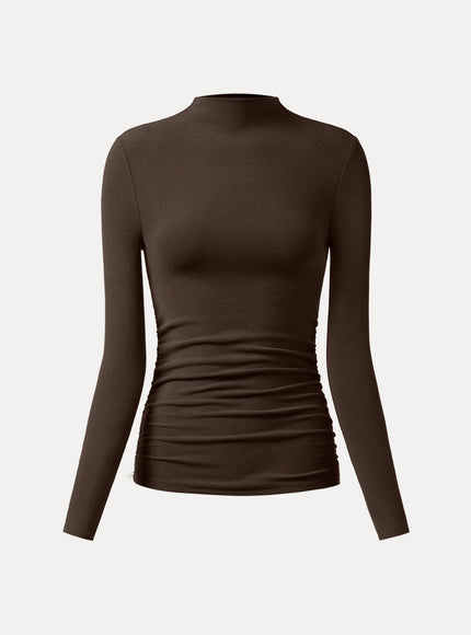 Ruched Sides Tuckable Mockneck Top