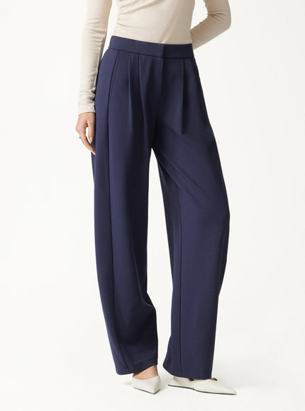 Ponte Low-Rise Ankled Barrel Pants with Pockets
