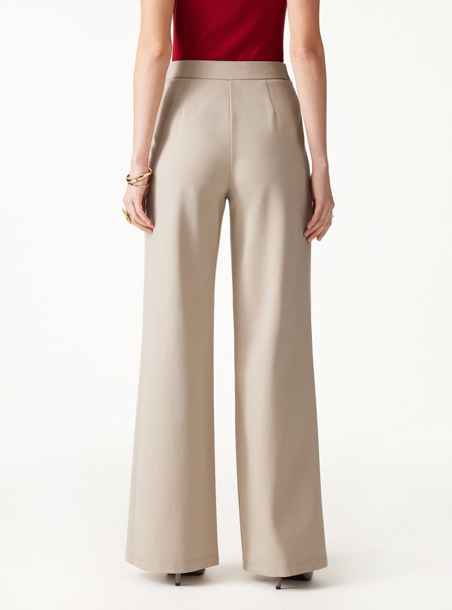 Ponte High-Rise Wide-Leg Gusset Pants with Pockets