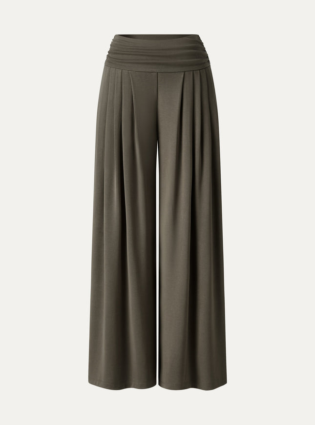 Sandwashed Super Flowy Tucked Palazzo Pant with Pockets
