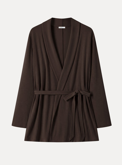 Lapel Long Sleeve Belted Cardigan