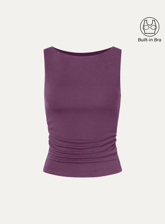 Boat Neck Built-In Bra Tank Top