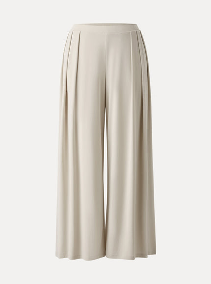 Sandwashed Mid Rise Pleated Wide Leg Palazzo Pant with Pockets