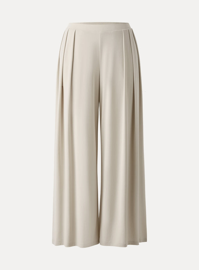 Sandwashed Mid Rise Pleated Wide Leg Palazzo Pant with Pockets
