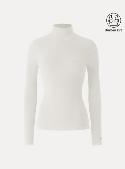 Turtleneck Long Sleeve Built-In Bra Top