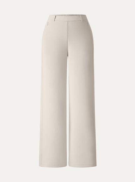 Stretch Cotton Blend Slimming High Rise Wide Leg Pant