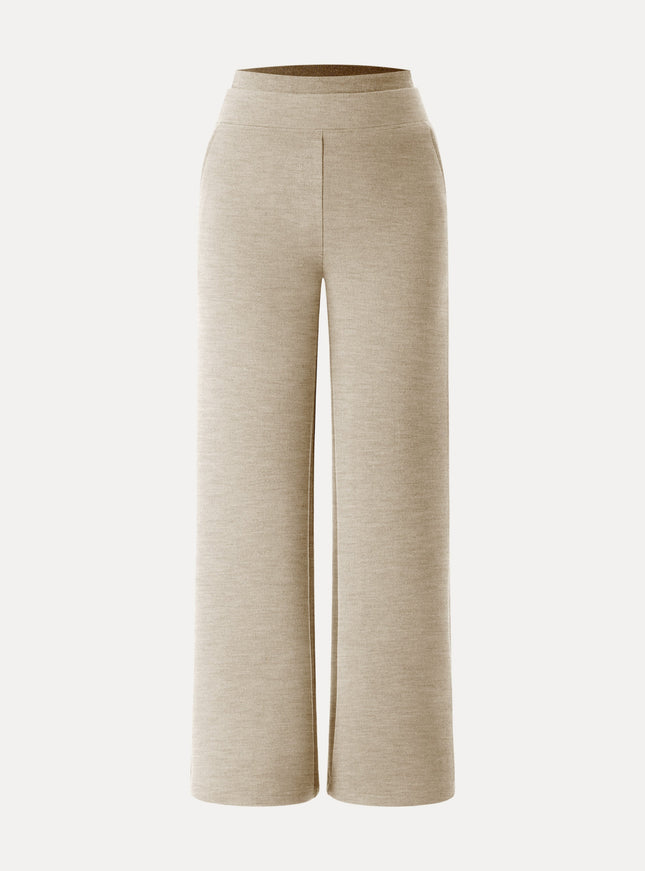 Double Waistband Straight Leg Pants with Pockets