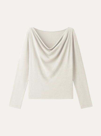 Cowl Neck Long Sleeve Draped Top
