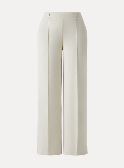 Wrinkle-Resistant Mid Rise Straight Leg Pants with Pockets