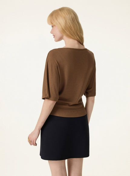Soft Ribbed Boatneck Relaxed Top