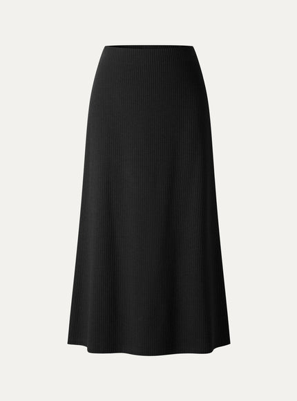 Textured Cotton Blend Mid-Rise A-Line Midi Skirt