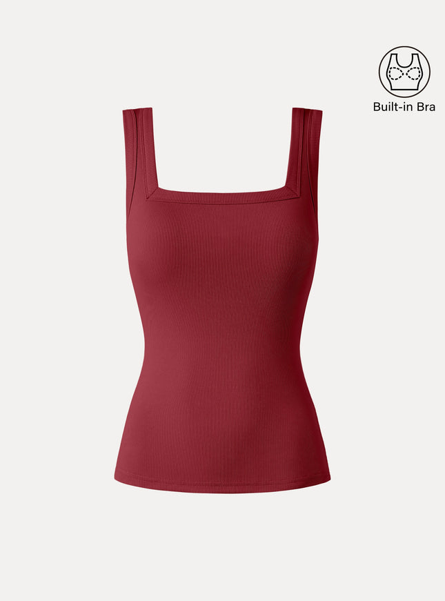 Slinky Square Open-Back Bra Tank Top